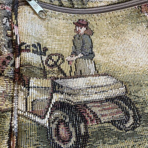 New American Industries Golfer Tapestry Bag Golf Pouch Zipper Artsy Woman Zip - Picture 3 of 14